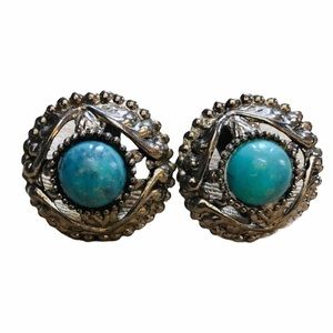 Turquoise Look Silver Tone Earrings